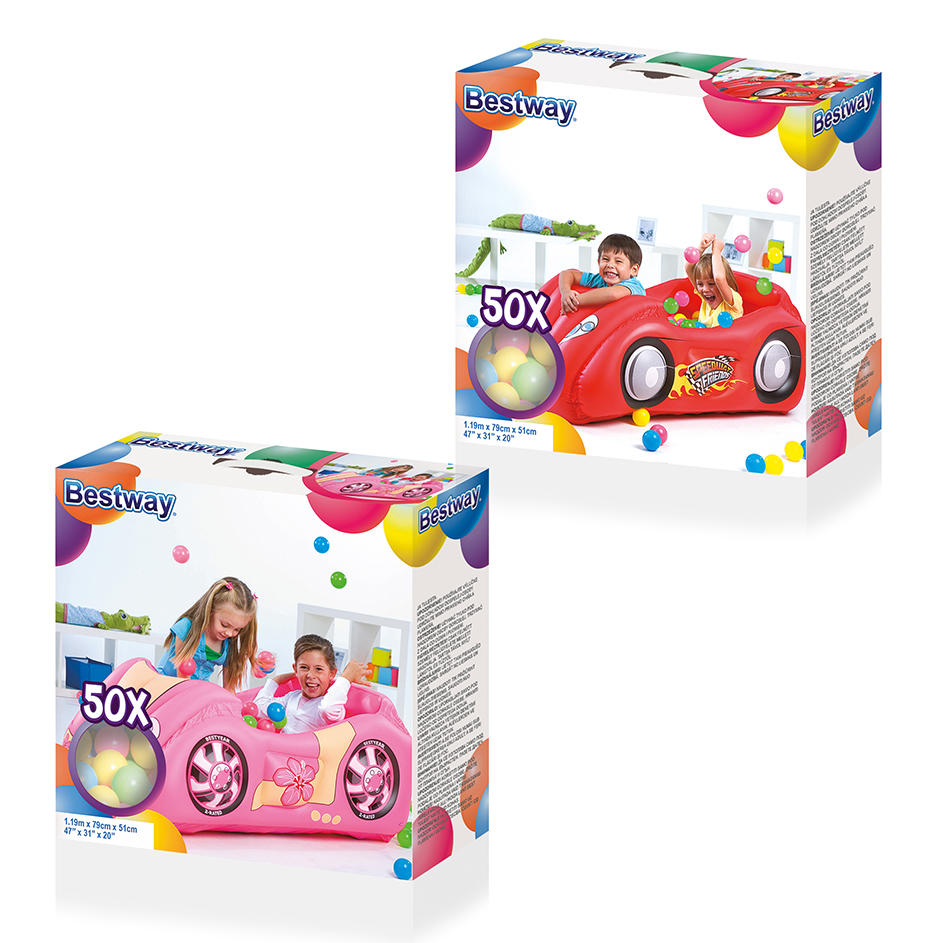PELOTERO AUTO INFLABLE CON 50 PELOTAS