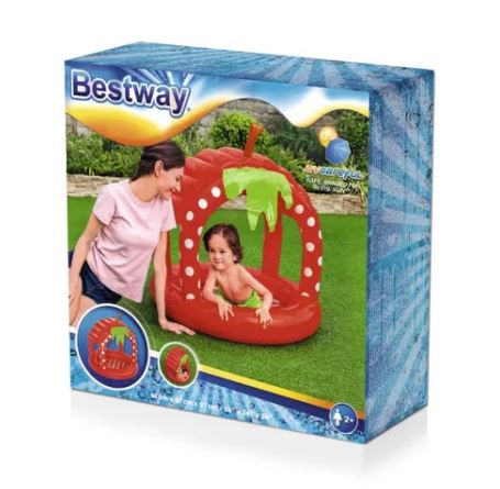 PILETA INFLABLE CON TECHO FRUTILLA 91X91 CM