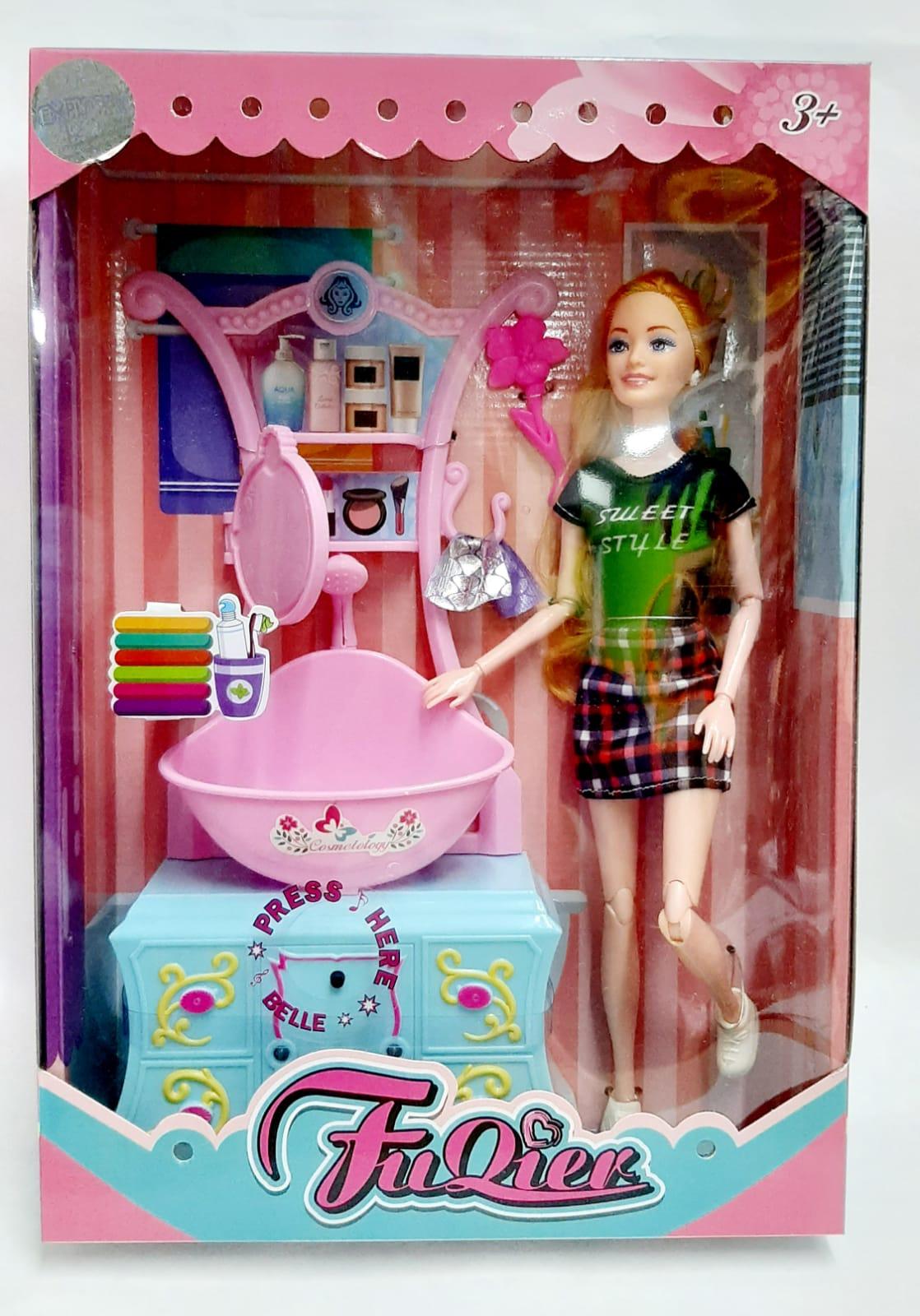 MUÑECA FLACA ARTICULADA SET BELLEZA CON LUZ (300-12)