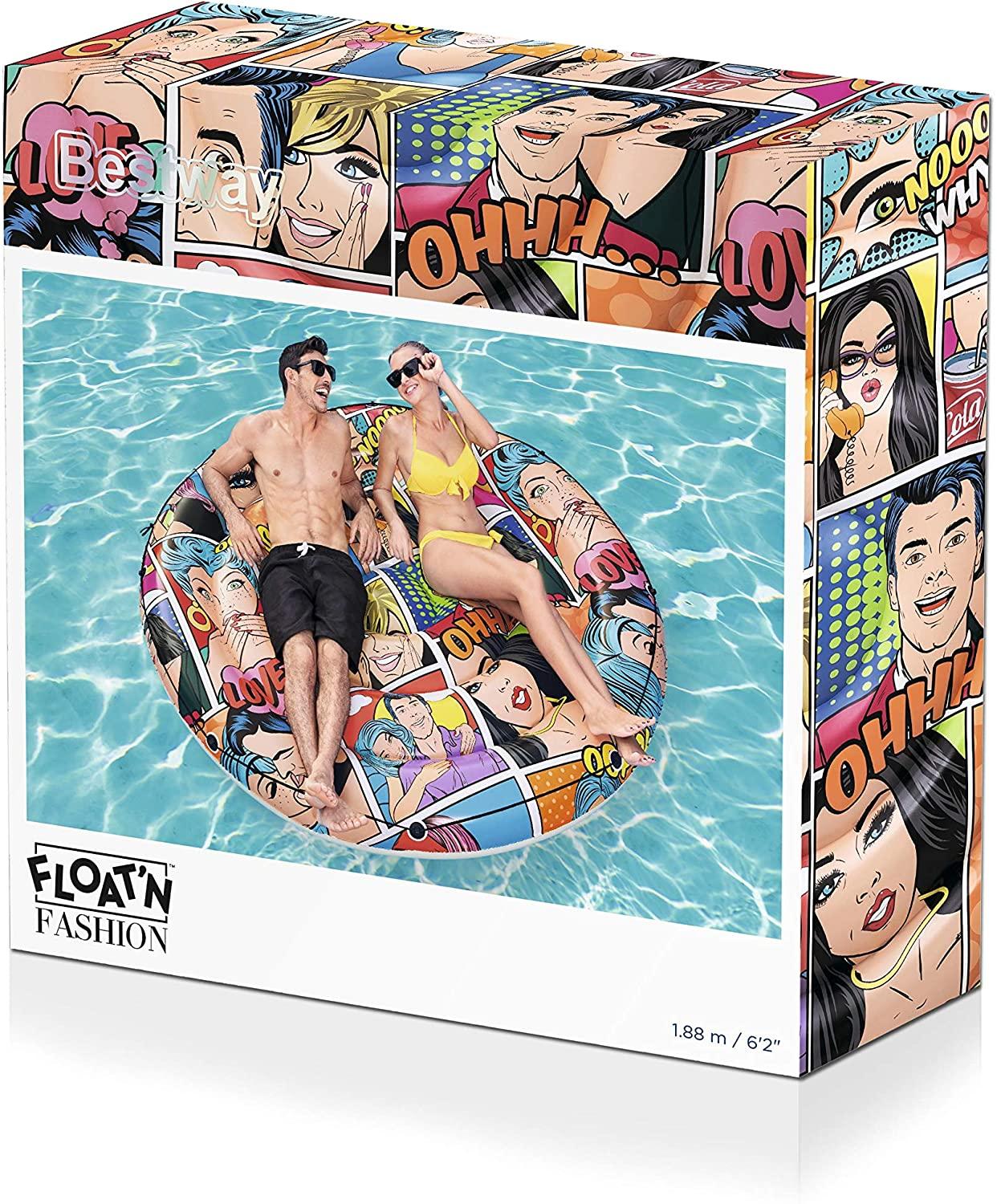 COLCHONETA INFLABLE CIRCULAR POP ART DE 188CM