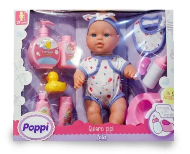 POPPI BEBE C/ACCESORIOS HACE PIS
