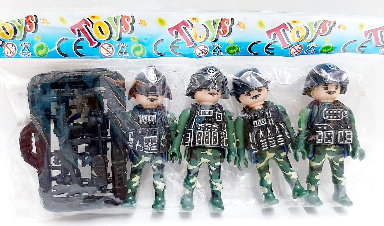 MUÑECOS SOLDADOS X4 CON ACCESORIOS EN BOLSA