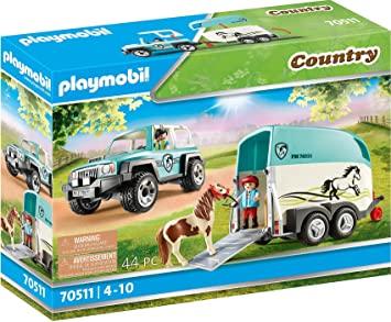 PLAYMOBIL CAMIONETA CON REMOLQUE PONY 44 PIEZAS