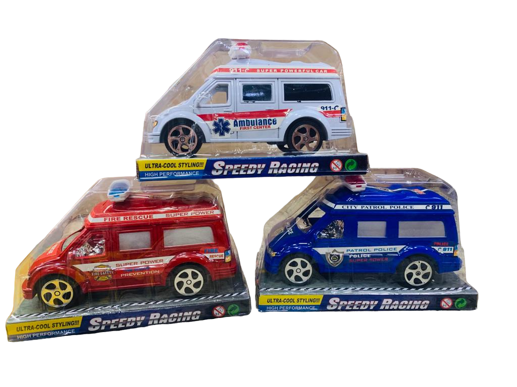 VEHICULO AMBULANCIA/BOMBERO/POLICIA FRICCION ESTUCHE - SURTIDOS