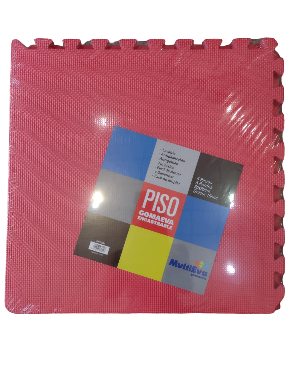 PISO GOMA EVA 4 PIEZAS 50X50 10MM CON BORDES - 2 COLORES