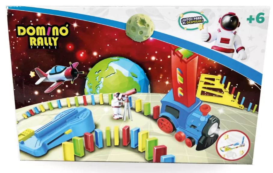 DOMINO RALLY AVION LANZA TREN CON LUZ Y SONIDO 120 PIEZAS
