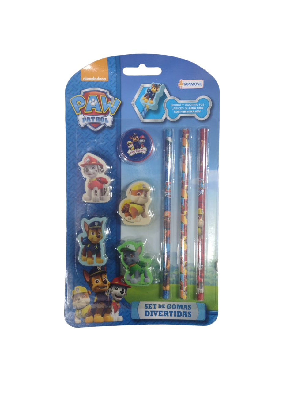 SET DE GOMAS Y LAPIZ PAW PATROL EN BLISTER - OFERTA