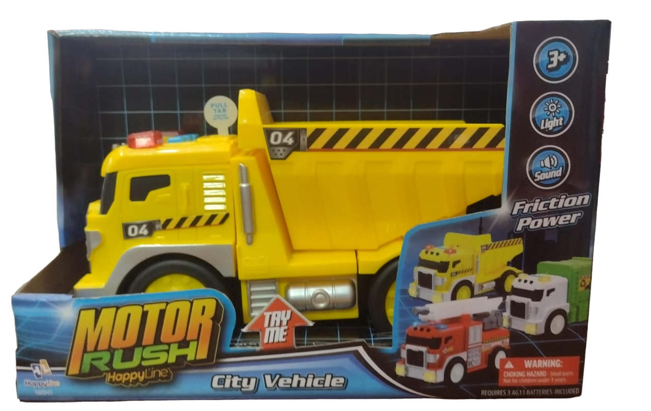 MOTOR RUSH CAMION VOLCADOR CON LUZ Y SONIDO