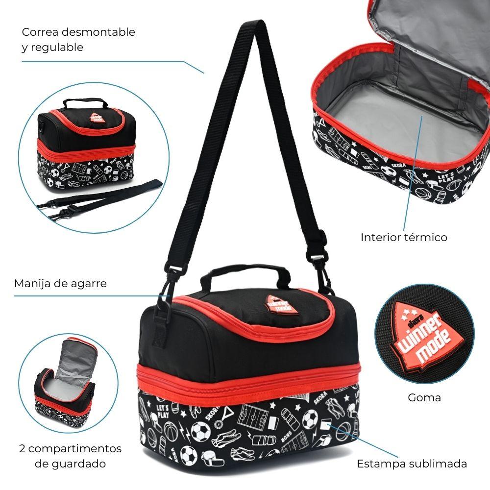 LUNCHERA SKORA LETS PLAY SPORTS ROJO