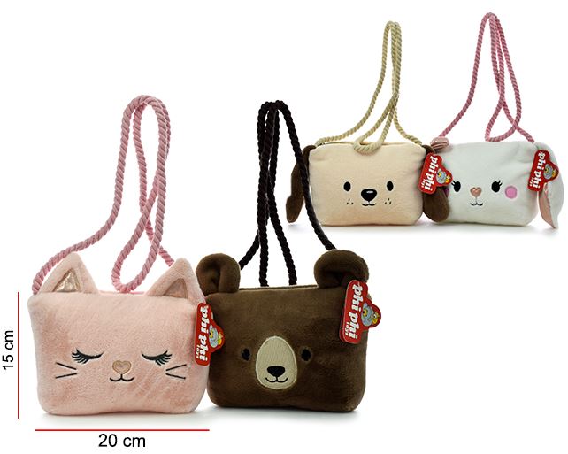 CARTERA ANIMALES 20 CM TIRA LARGA - 4 MODELOS