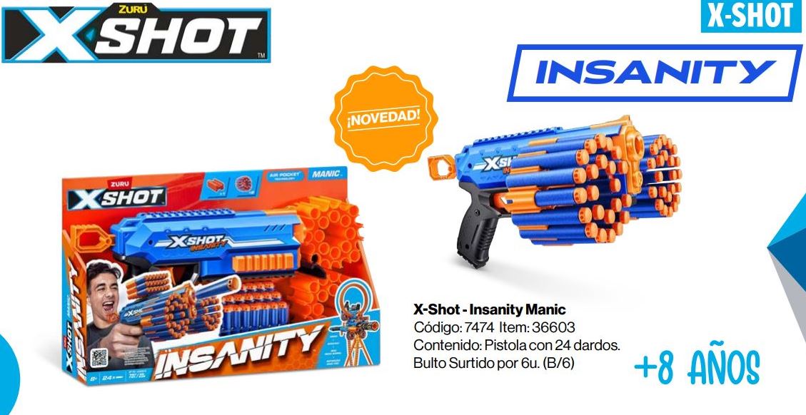 PISTOLA X-SHOT INSANITY 24 DARDOS (36603)