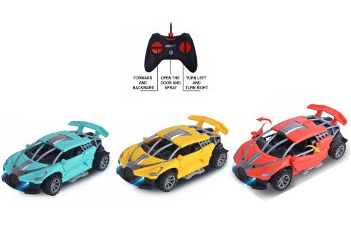 AUTO R/C CON LUZ TIRA HUMO - 3 COLORES