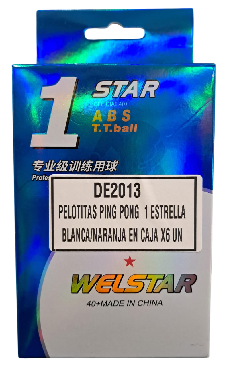 PELOTAS PING PONG X6 EN CAJA BLANCO/NARANJA
