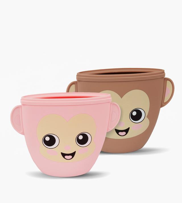 SET X2 PORTA SNACK SILICONA ROSA Y MARRON