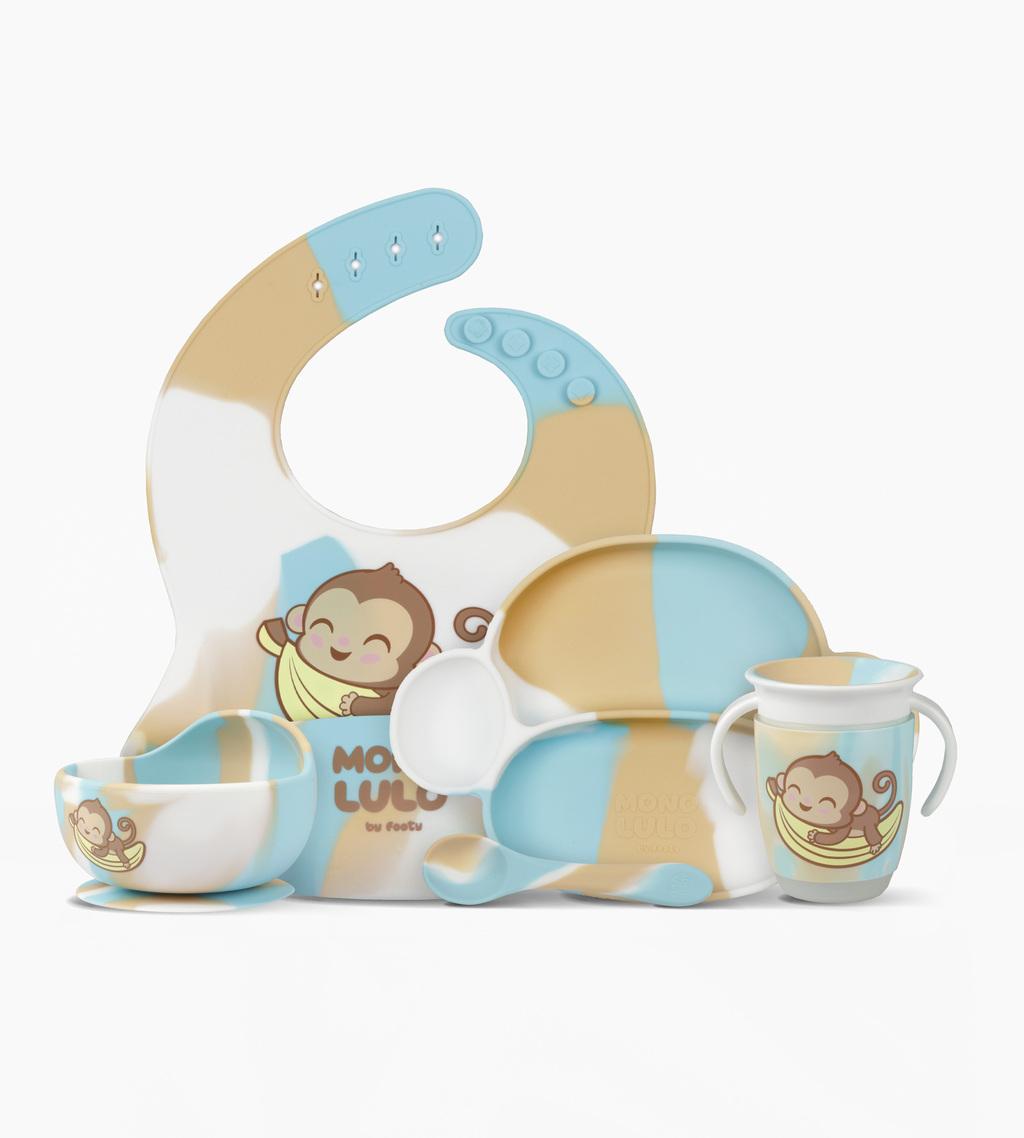 SET ALIMENTACION 5PZS SILICONA CELESTE O BATIK