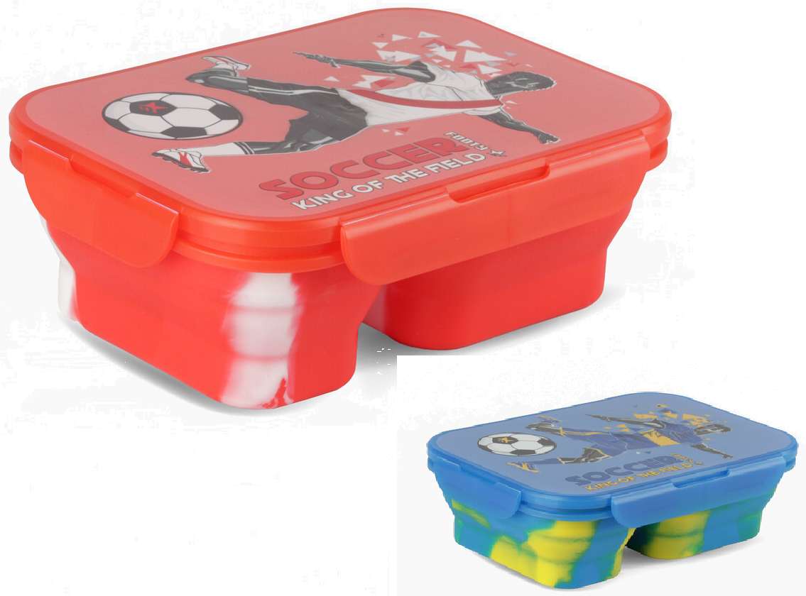 LUNCHERA 2 DIVISIONES PLEGABLE FUTBOL - 2 COLORES