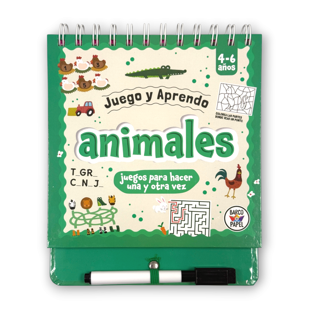 LIBRO JUEGO Y APRENDO ANIMALES CON MARCADOR