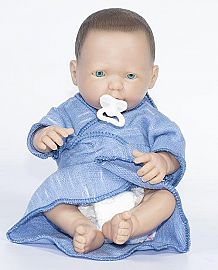 BEBE MINI CON MANTITA, PAÑAL Y CHUPETE 25CM