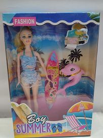 MUÑECA FLACA C/TABLA DE SURF Y DELFIN
