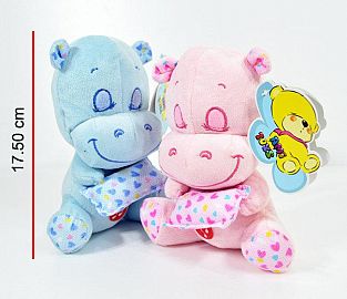 HIPOPOTAMO CHICO CON ALMOHADA RONCA ROSA - CELESTE