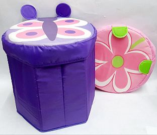 CESTO PLEGABLE BANQUITO - MARIPOSA - FLOR