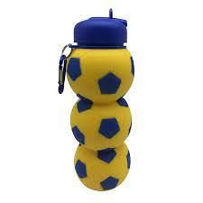 BOTELLA SILICONA PELOTAS AZUL C/AMARILLO