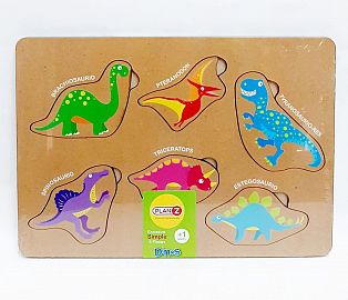 ENCASTRE SIMPLE DINOSAURIOS 6PZS MADERA