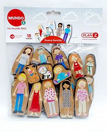 FAMILIA DE MADERA 18 PIEZAS EN BOLSA
