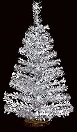 MINI ARBOL DE NAVIDAD INVIERNO 1.00 MT BLANCO CON PLATA BASE TRONCO
