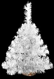 MINI ARBOL DE NAVIDAD BARILOCHE 60 CM BLANCO BASE TRONCO