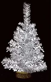MINI ARBOL DE NAVIDAD INVIERNO 80 CM BLANCO CON PLATA BASE TRONCO