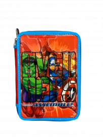 CARTUCHERA CANOPLA 2 PISOS PVC AVENGERS CON UTILES