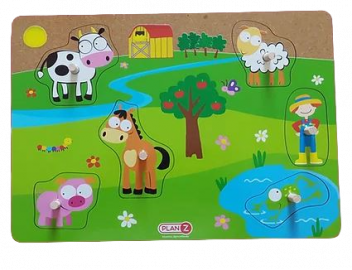 ENCASTRE AGARRE ANIMALES DE LA GRANJA 6 PIEZAS MADERA