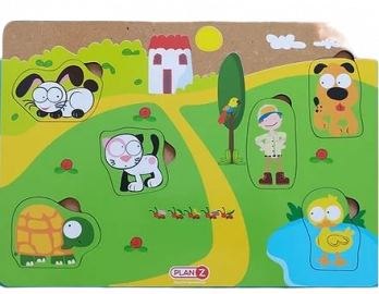 ENCASTRE SIMPLE MASCOTAS 6 PIEZAS MADERA