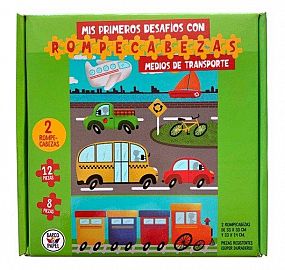 2 ROMPECABEZAS MEDIOS DE TRANSPORTE 8/12 PIEZAS