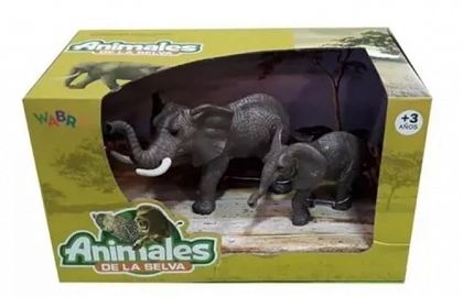 ANIMALES DE SELVA ELEFANTES X2 EN CAJA