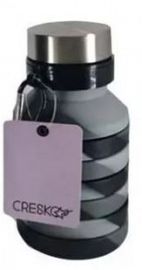 BOTELLA SILICONA PLEGABLE GRIS TAPA ACERO