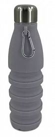 BOTELLA SILICONA PLEGABLE GRIS TAPA ACERO