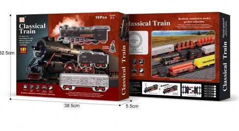 TREN CON VIAS 1:87 CON LUZ Y SONIDO 15 PIEZAS