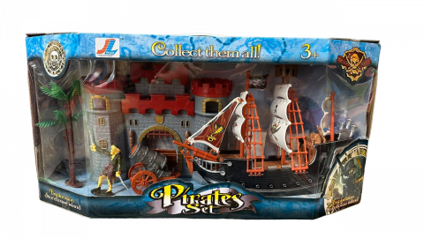 BARCO PIRATA CON CASTILLO EN CAJA