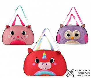 BOLSO OVAL CON BOLSILLO ANIMALES 3D GRANDE - MODELOS SURTIDOS -