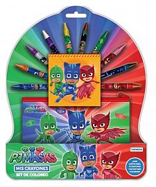 SET COLOREO CRAYONES CON BLOCK PJ MASKS