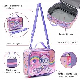 LUNCHERA SKORA MEOW POWER CON LENTEJUELAS