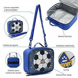 LUNCHERA SKORA LETS PLAY FUTBOL AZUL