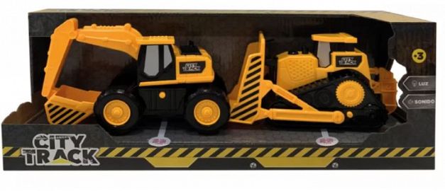 CITY TRACK EXCAVADORA Y TOPADORA CON LUZ Y SONIDO