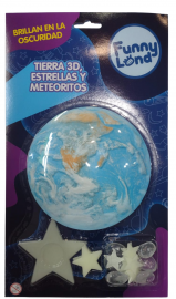 FIGURAS GLOW 3D TIERRA, ESTRELLAS Y METEORITOS