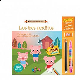 LIBRO LOS TRES CERDITOS CON CRAYON LAPIZ Y GOMA