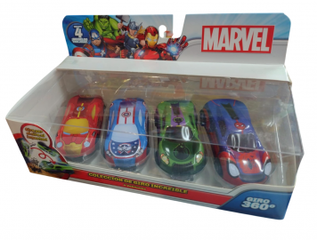 AUTOS X4 MARVEL GIRA 360° EN CAJA