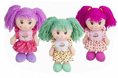 MUÑECA DE TELA 30CM - 3 COLORES