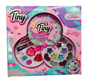COSMETICO MAQUILLAJE 2 PISOS CON GLITTER TINY EN CAJA